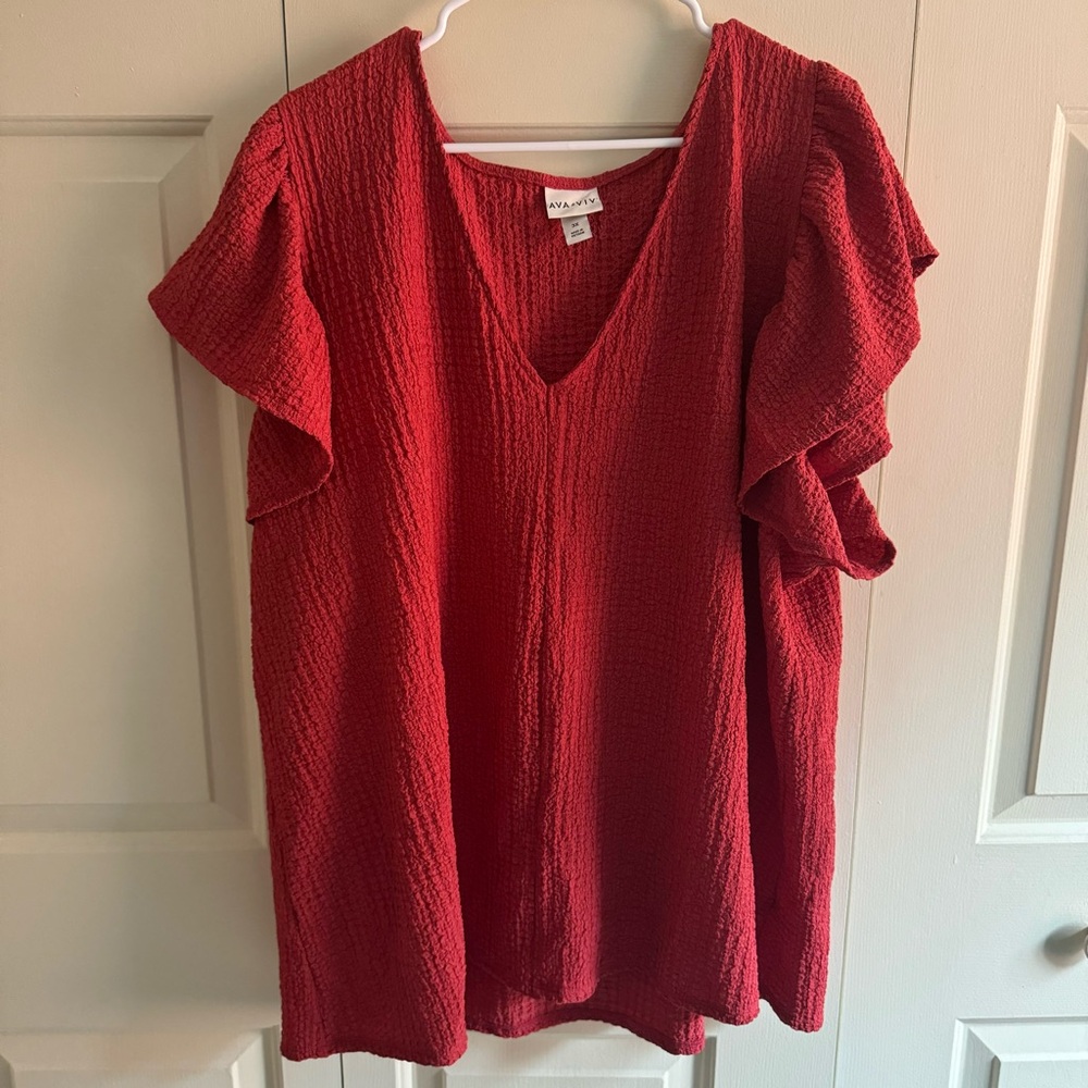 Ava & Viv Flutter Sleeve V-Neck